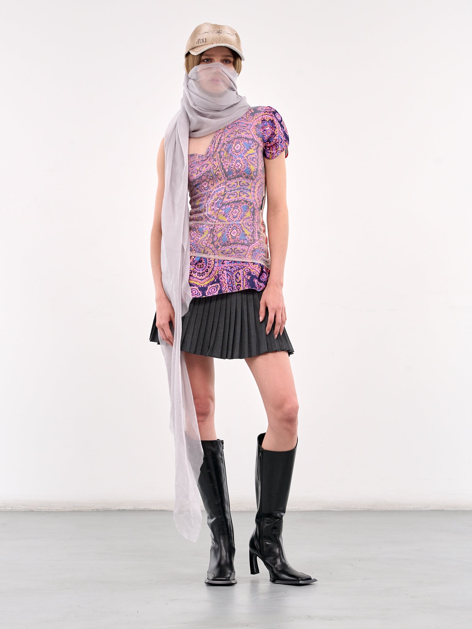 Regenerated Silk Scarves Layer Top (WTO422A-UWOV0028-MULTI)