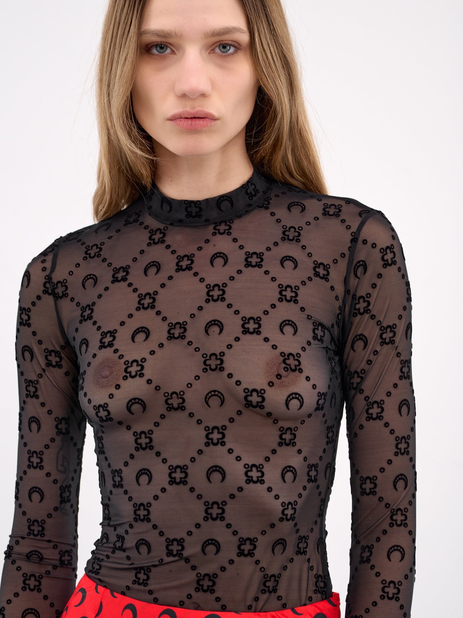 Recycled Mesh Flocked Top (WTO388A-CJER0005-BLACK)