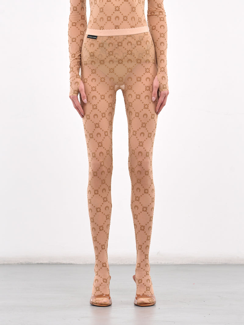 Recycled Mesh Flock Tights (WUW034A-CJER0005-CAMEL)