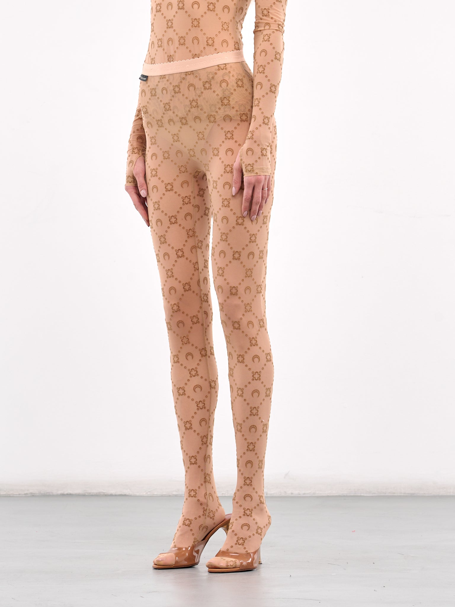 Recycled Mesh Flock Tights (WUW034A-CJER0005-CAMEL)