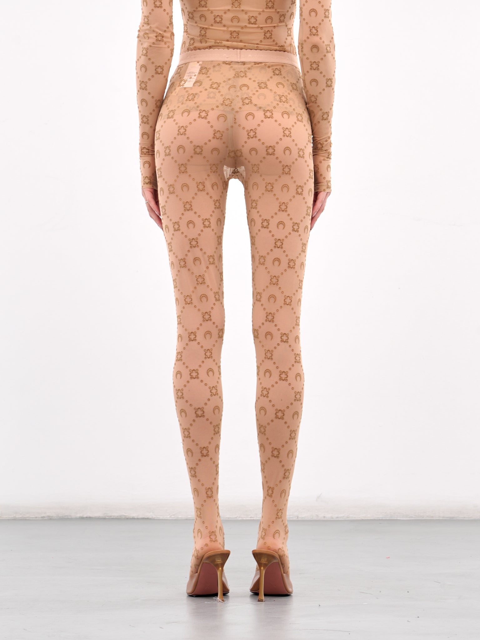 Recycled Mesh Flock Tights (WUW034A-CJER0005-CAMEL)