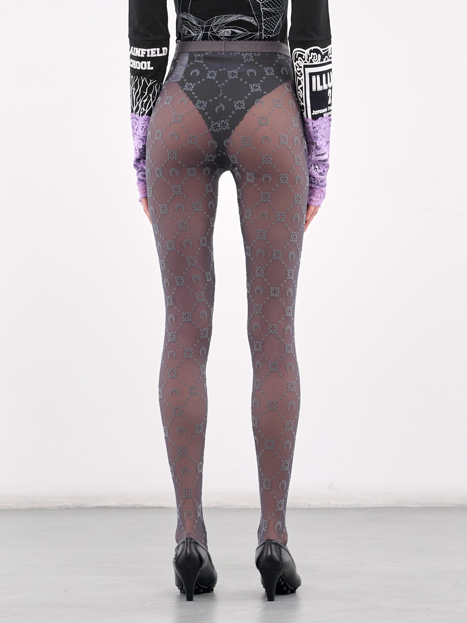 Recycled Mesh Flock Tights (WUW034A-CJER0005-STONE-GREY)