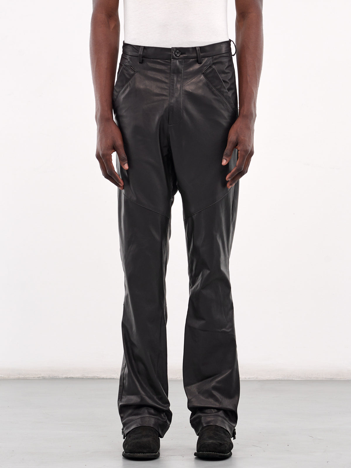 Elongated Leather Trousers (XP8-05-BLACK-LUSTER)