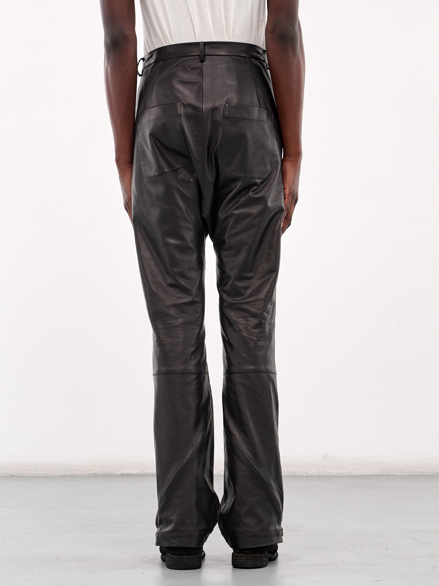 Elongated Leather Trousers (XP8-05-BLACK-LUSTER)