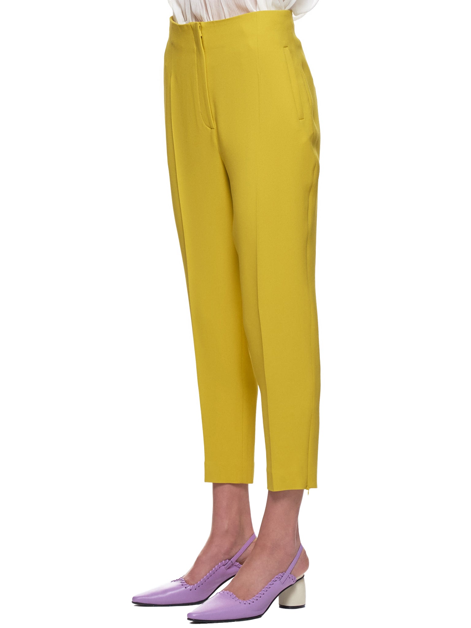 Buy Lemon Yellow Cotton Flax Women Trousers Online - Aurelia
