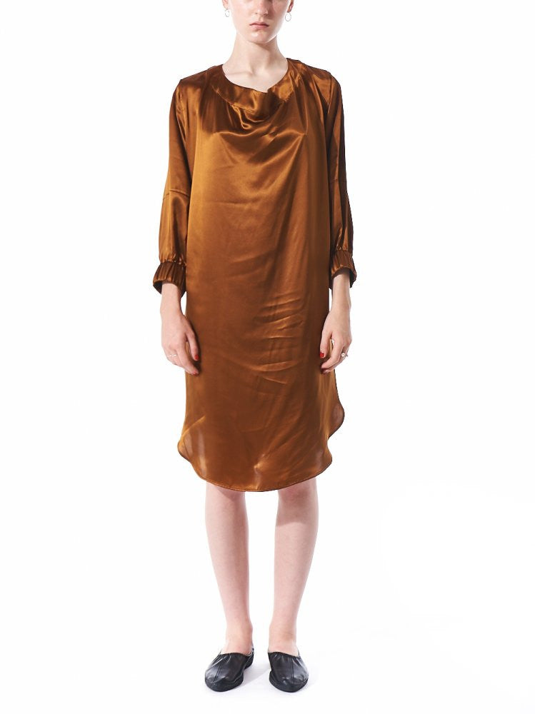 Cowl Neck Silk Dress (DOPIUM S BROWN)