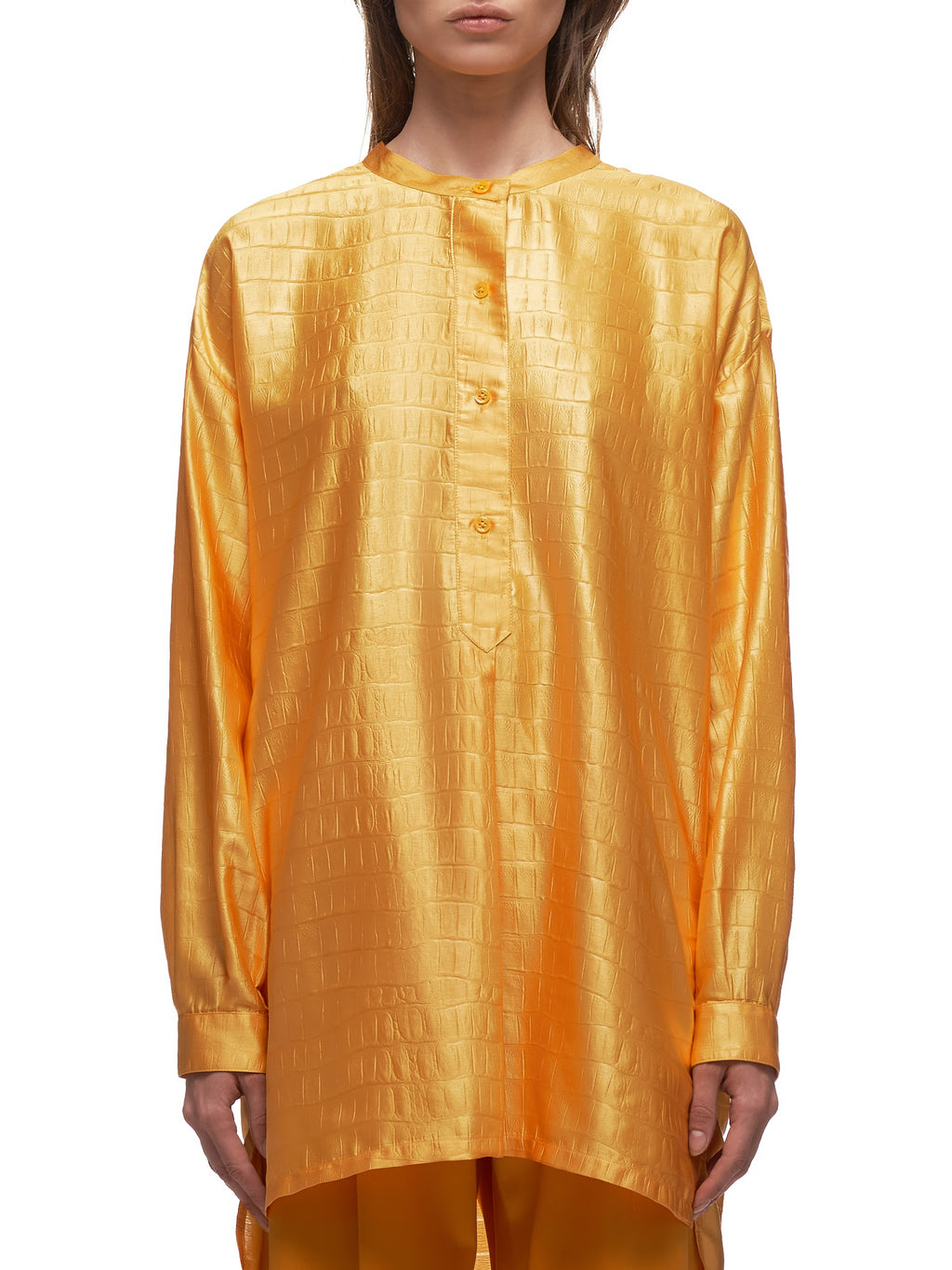 Satin Azra Embossed Tunic (16IA3108-APRICOT) Shirt
