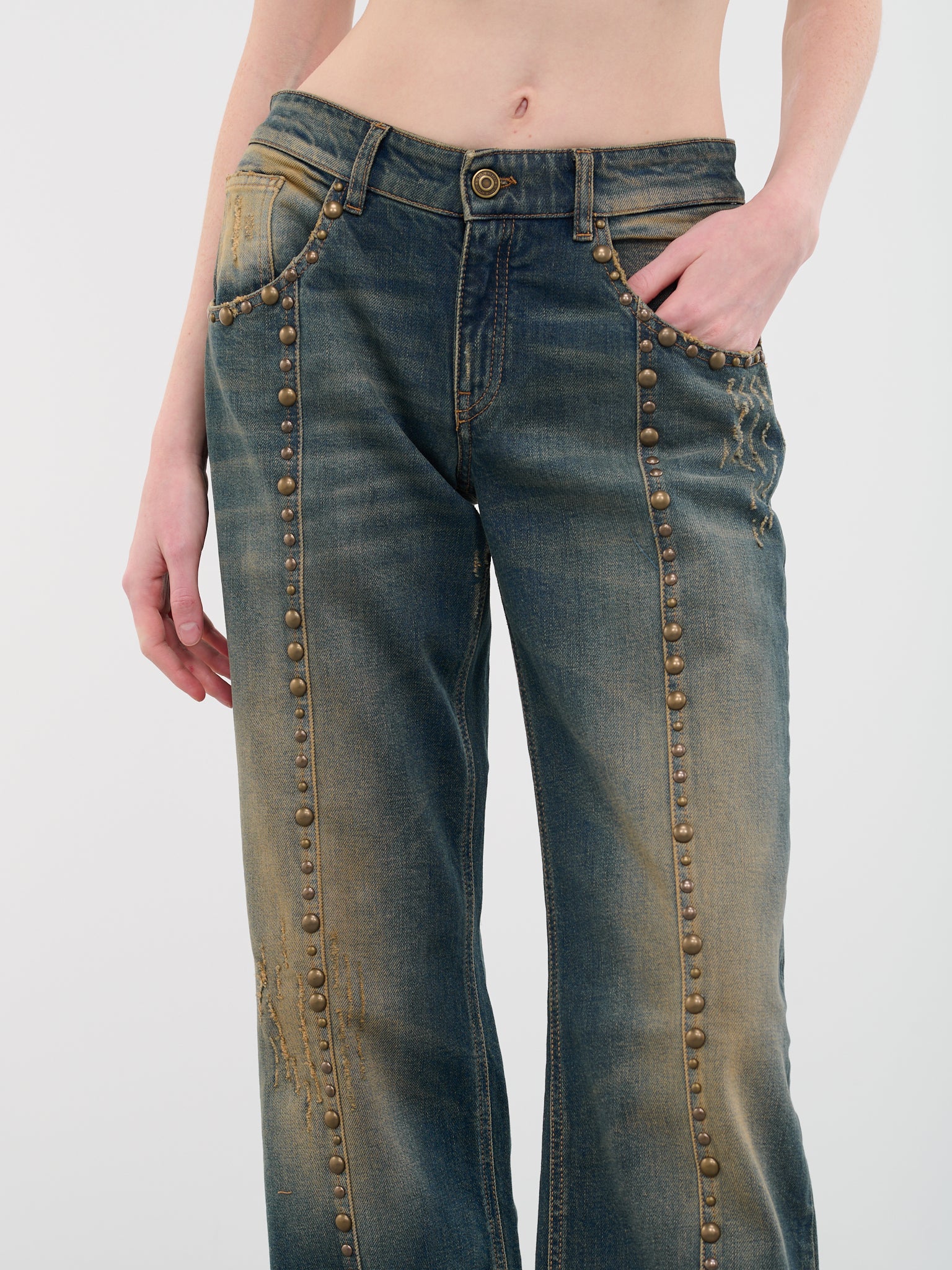 Studded Boyfriend Jeans (4J003A-C6F18-PEACOAT-WARM-SAND)