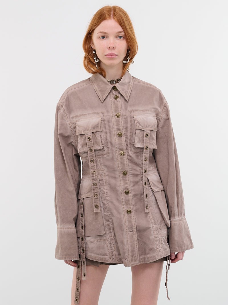 Over-Dyed Shirt Dress (4J015A-N0811-COFFEE-LIQUER)