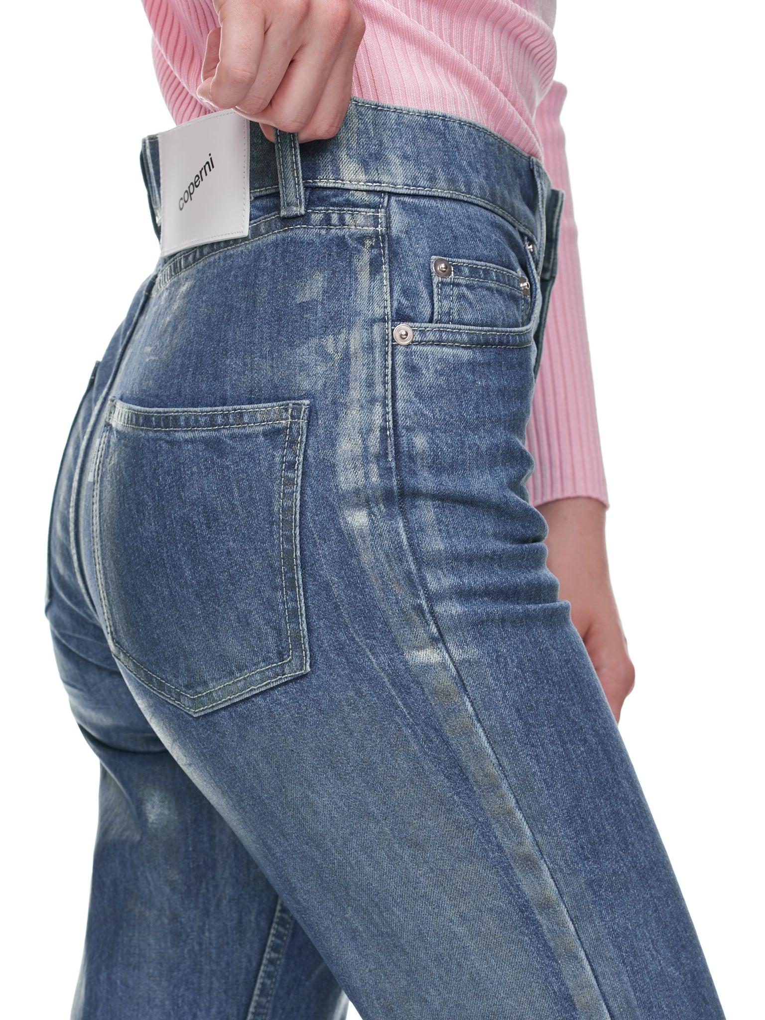 Coated Denim Jeans (COPP14240-IRIDESCENT-BLUE)