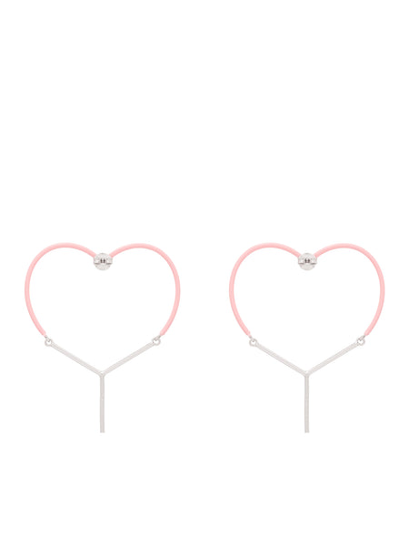 Y/Project two-tone heart-shape earrings - Red