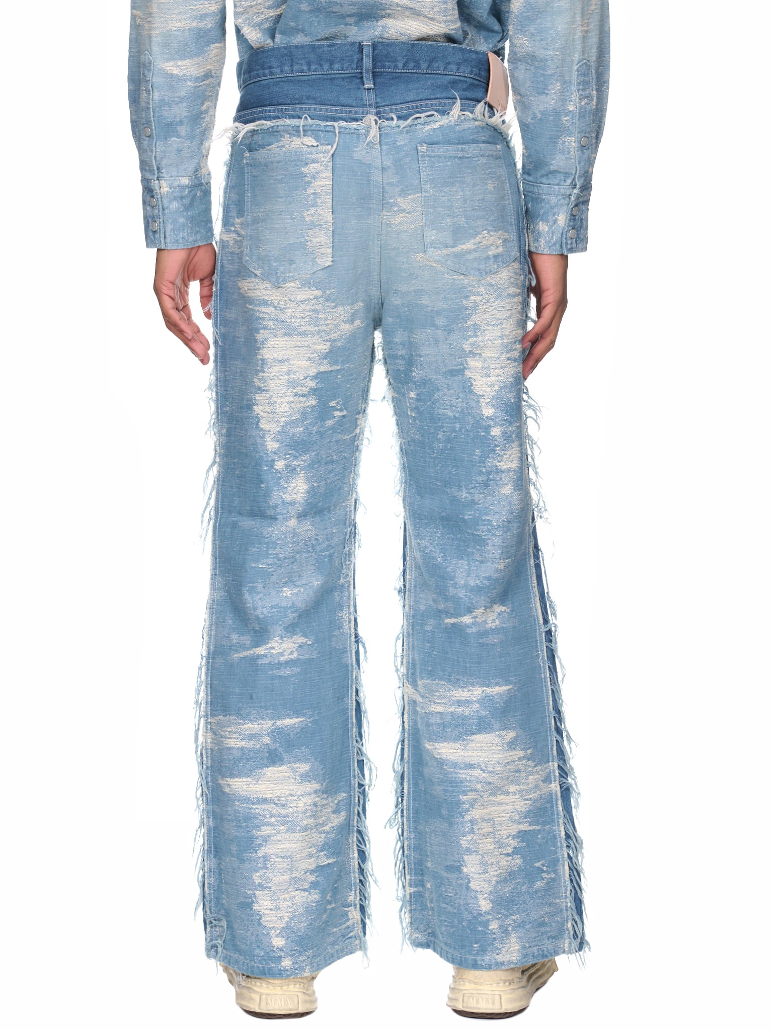 Flared Weaved Denim Pants (PT009-1-BLEACH)