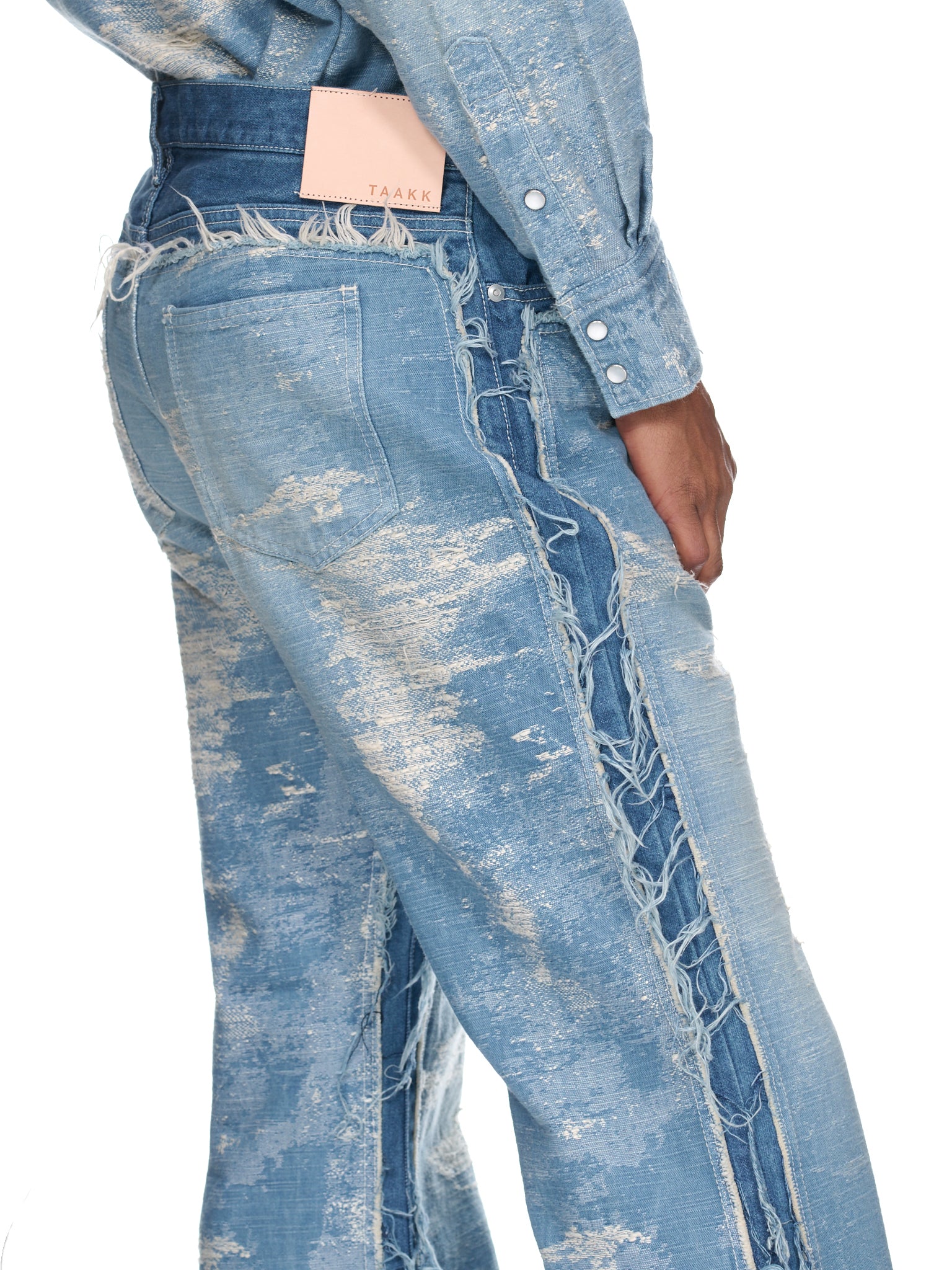 Flared Weaved Denim Pants (PT009-1-BLEACH)