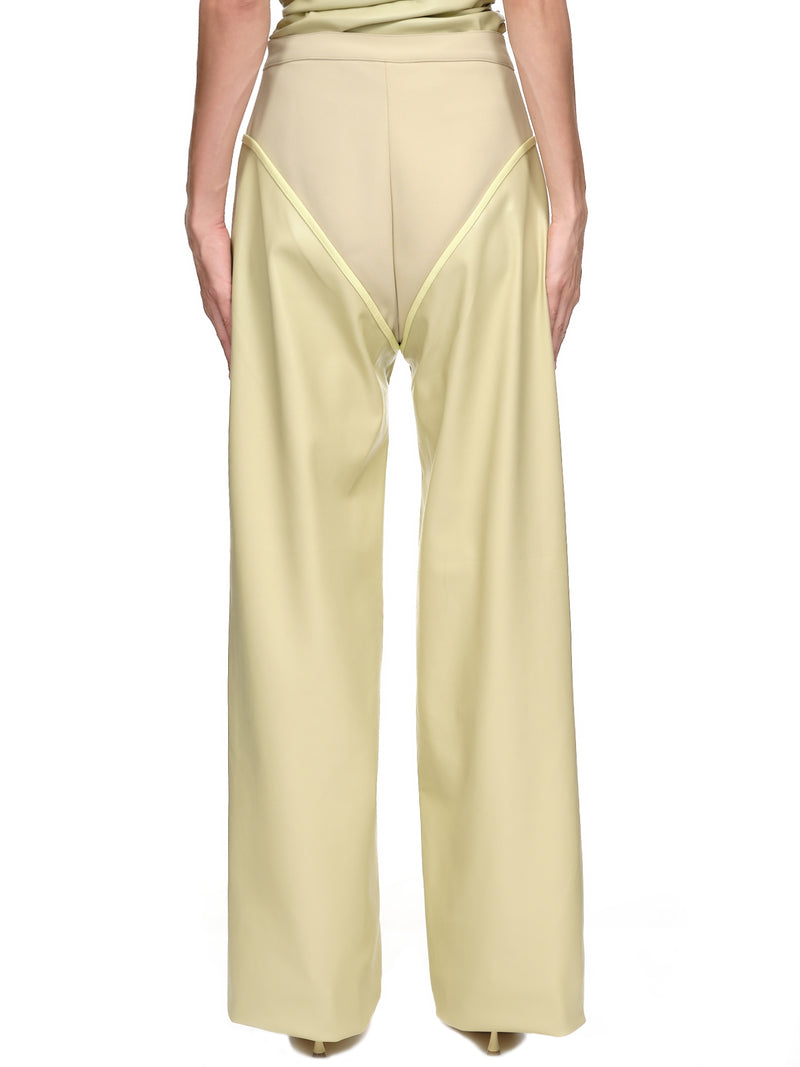 Beige Bootleg Pants by Paris Georgia on Sale