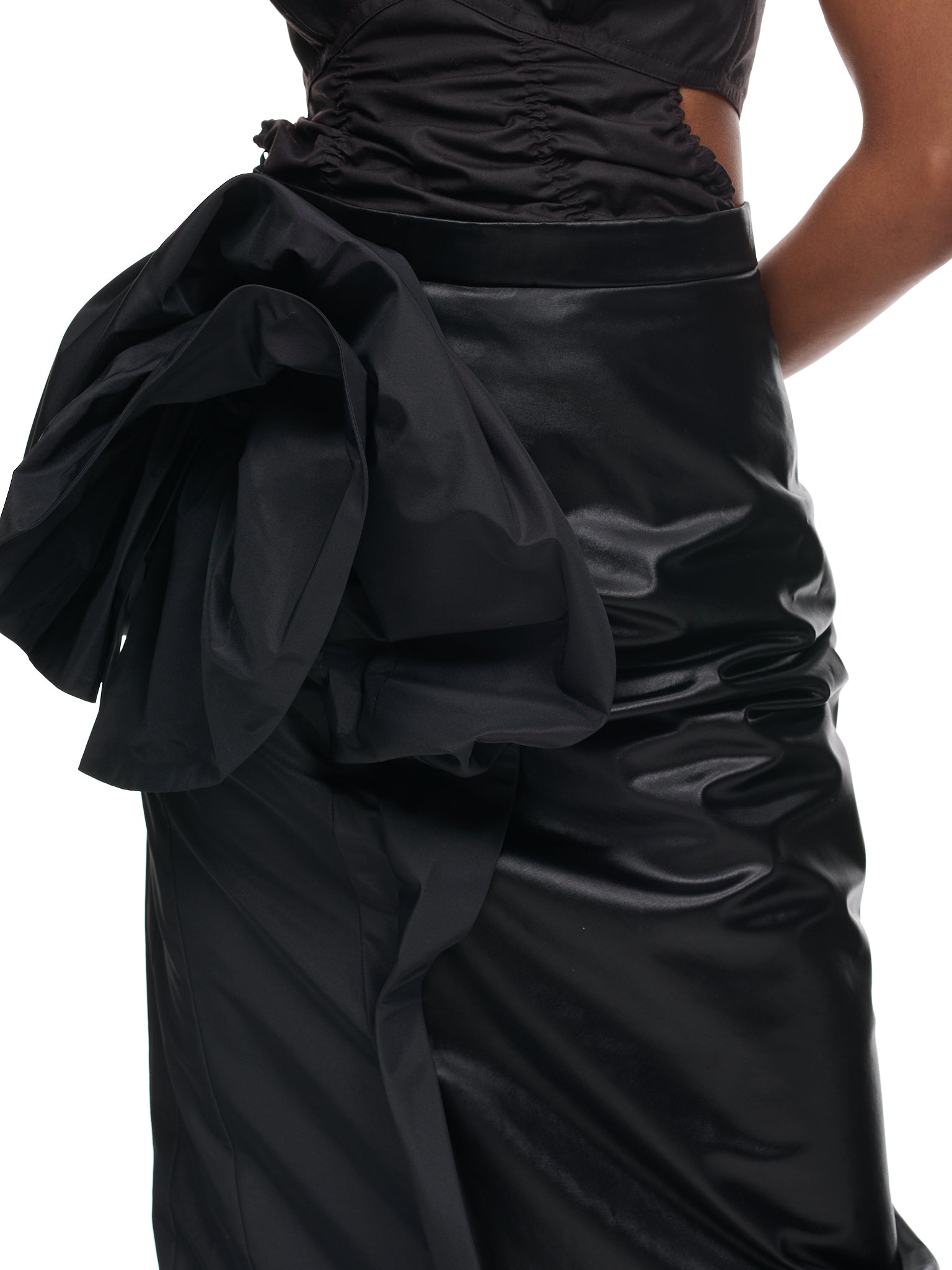 Logo Tape Spray Midi Skirt 647, Black