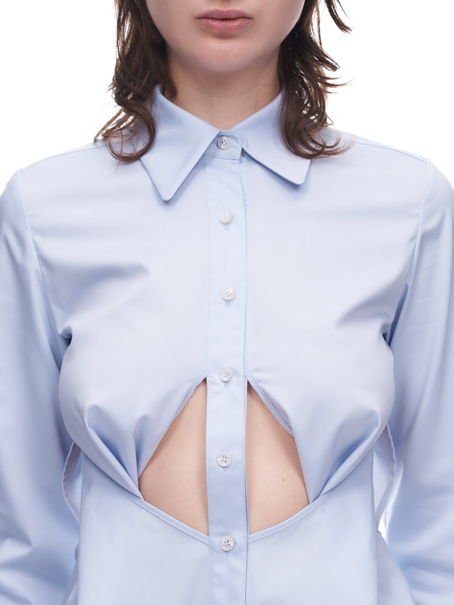Hypebae  Inspired Skiwear - curved-hem buttoned-up shirt Blau